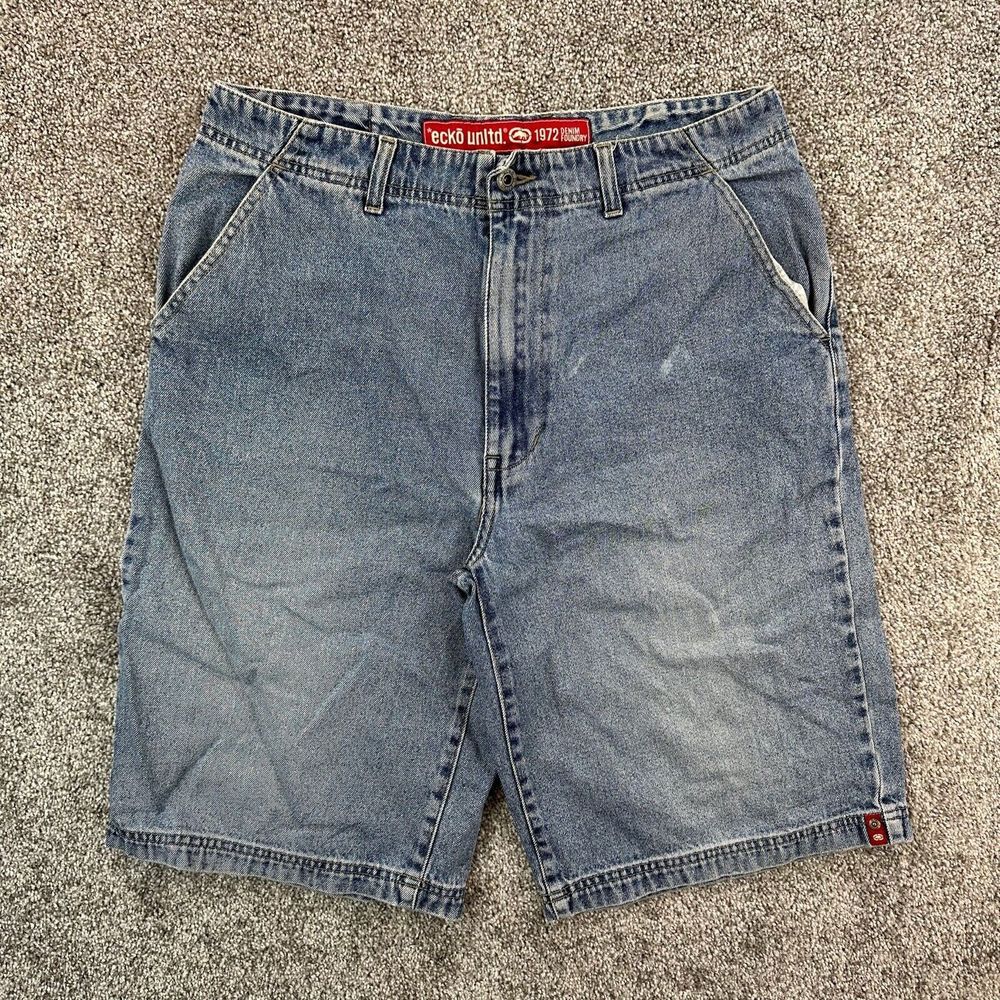 Vintage Y2K Ecko Unltd Denim Shorts Mens 32 Blue Baggy Cargo Street Skate Jorts